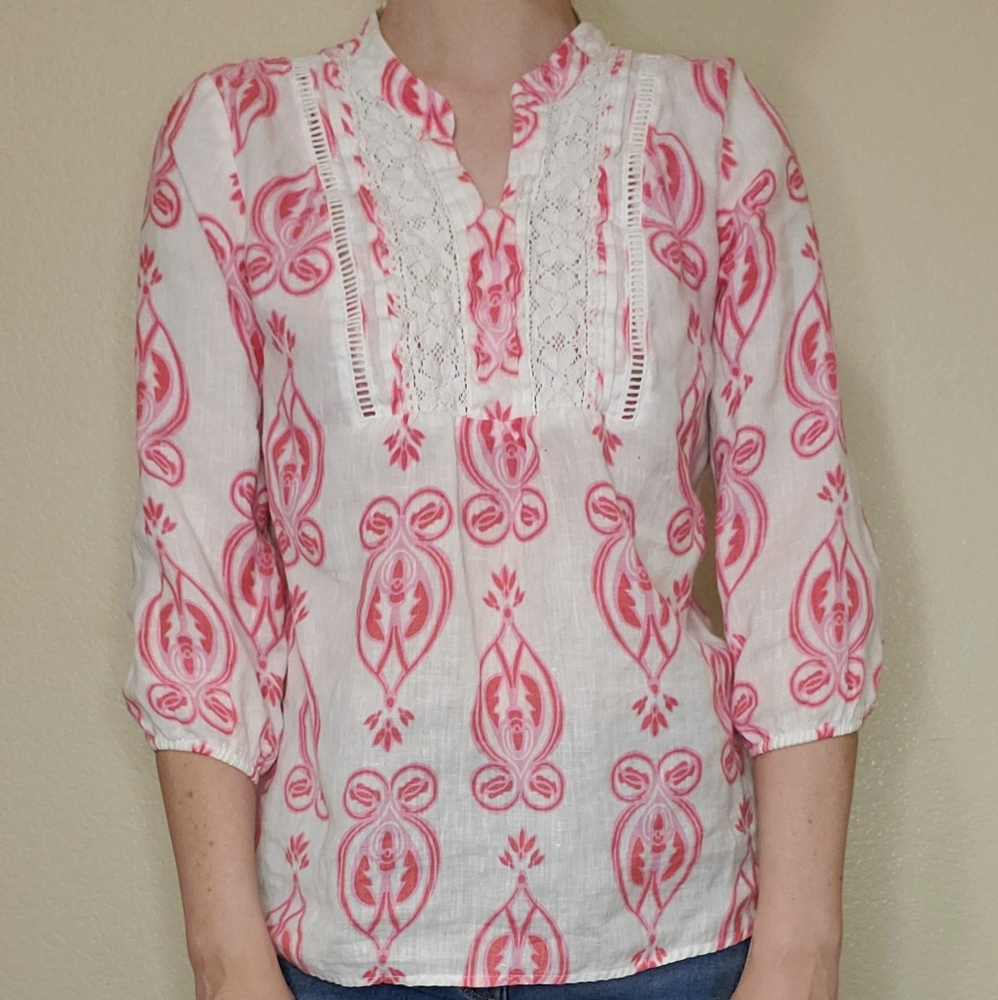 Crown & Ivy Linen PS petite small ikat lace pink